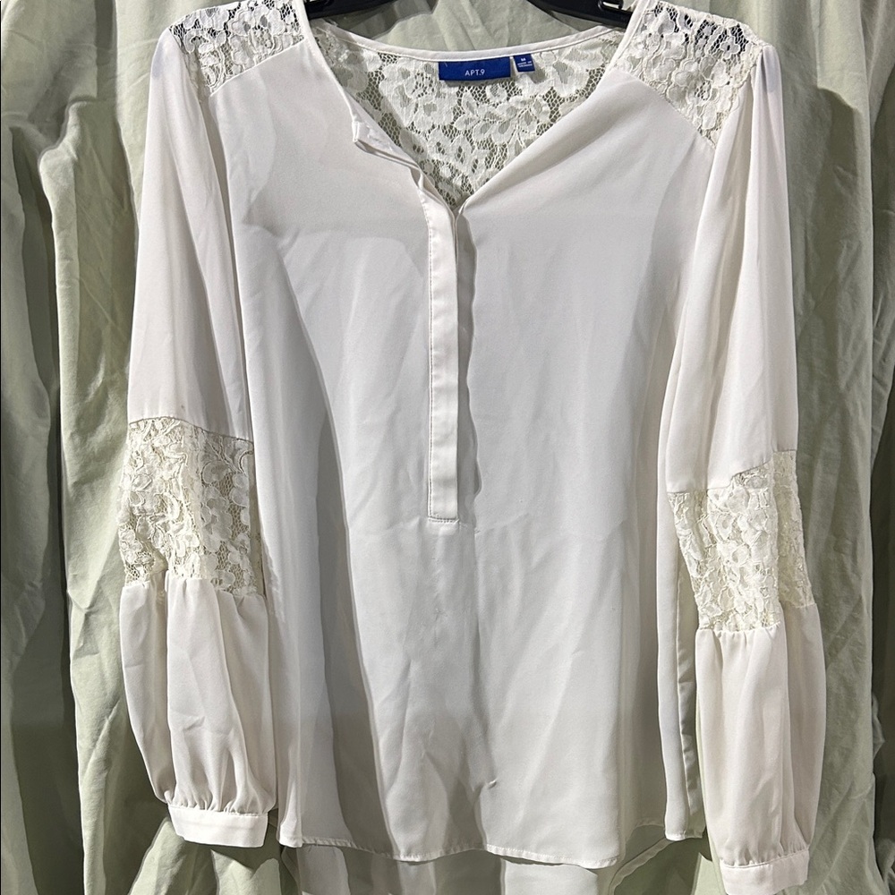 Apt. 9 Elegant White Lace Blouse